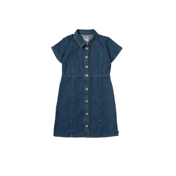 LEVI'S GIRLS BLUE DENIM BUTTON DRESS. 10-12 YEARS - Picture 2 of 3